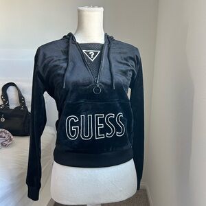 Velvet black half zip up guess jacket